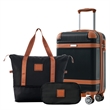 3 Piece Luggage Sets ABS Hardshell with TSA Lock and Double Spinner Wheels-Black