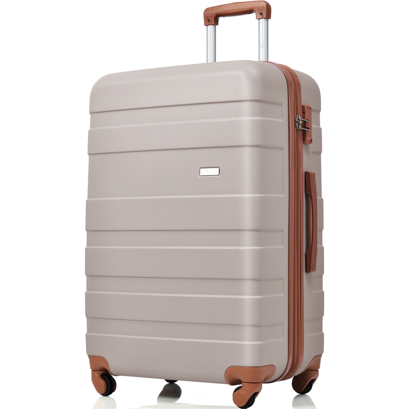 3 pcs Luggage Sets New Model 20''24''28''ABS Hardshell Suitcase (Light Brown)