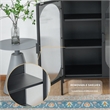 Short 2-Door 3 Shelf Steel Accent Cabinet with Fluted Glass-Black