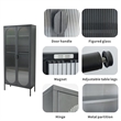 Tall 2-Door 4 Shelf Steel Accent Cabinet with Fluted Glass-Black