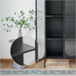 Tall 2-Door 4 Shelf Steel Accent Cabinet with Fluted Glass-Black