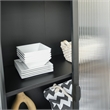 Tall 2-Door 4 Shelf Steel Accent Cabinet with Fluted Glass-Black