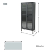 Tall 2-Door 4 Shelf Steel Accent Cabinet with Fluted Glass-Black