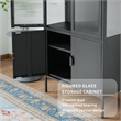 Tall 3-Shelf Steel Accent Cabinet with Fluted Glass and Upper & Lower Door-Black