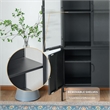 Tall 3-Shelf Steel Accent Cabinet with Fluted Glass and Upper & Lower Door-Black