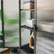 Tall 3-Shelf Steel Accent Cabinet with Fluted Glass and Upper & Lower Door-Black