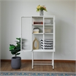 Tall 2-Door Square 3 Shelf Steel Accent Cabinet with Fluted Glass-White