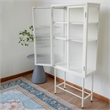 Tall 2-Door Square 3 Shelf Steel Accent Cabinet with Fluted Glass-White