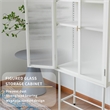 Tall 2-Door Square 3 Shelf Steel Accent Cabinet with Fluted Glass-White