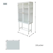 Tall 2-Door Square 3 Shelf Steel Accent Cabinet with Fluted Glass-White