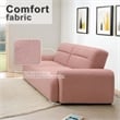 Pink Teddy Velvet Three-Seat Sofa with Armrests-Convertible to Reclining Bed