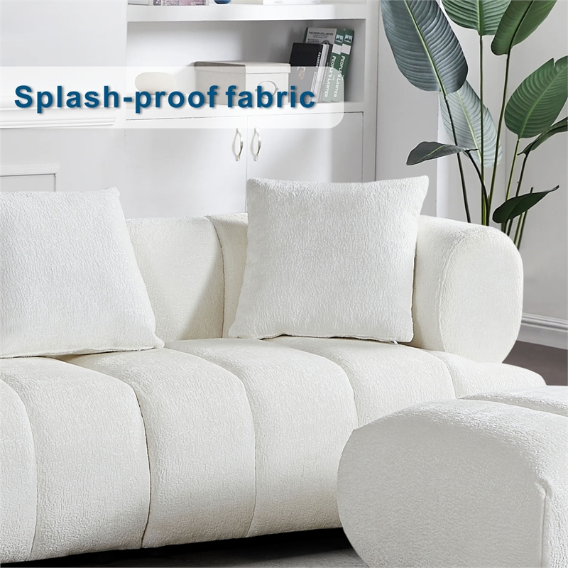 Stylish Multifunctional Sofa with Footrest - Grand Piano Key Design (White)