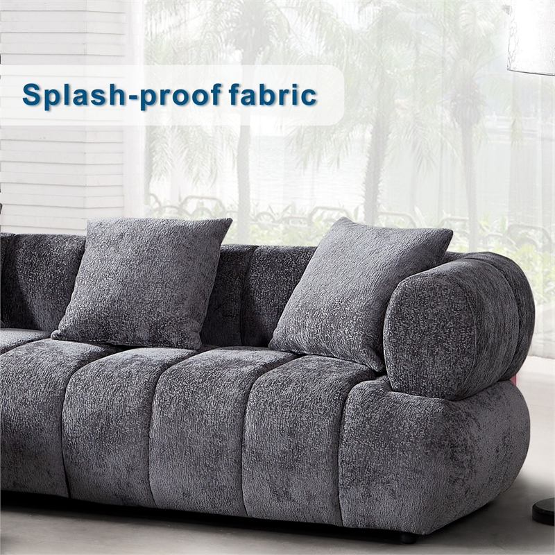 Stylish Multifunctional Sofa with Footrest - Grand Piano Key Design (Gray)