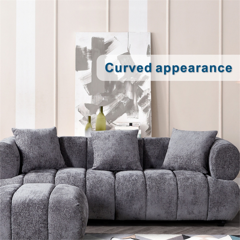 Stylish Multifunctional Sofa with Footrest - Grand Piano Key Design (Gray)