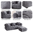 Stylish Multifunctional Sofa with Footrest - Grand Piano Key Design (Gray)