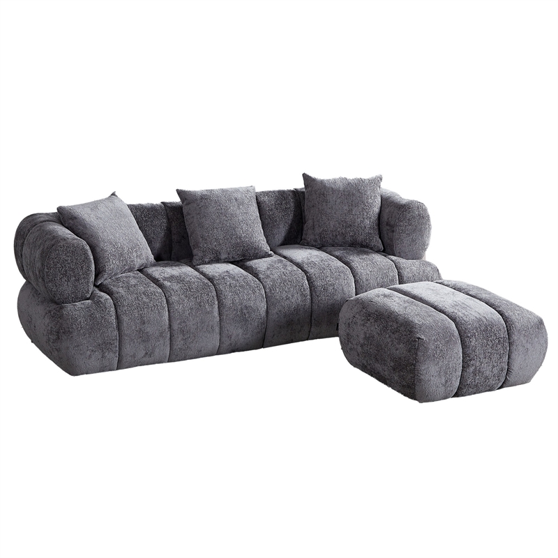 Stylish Multifunctional Sofa with Footrest - Grand Piano Key Design (Gray)