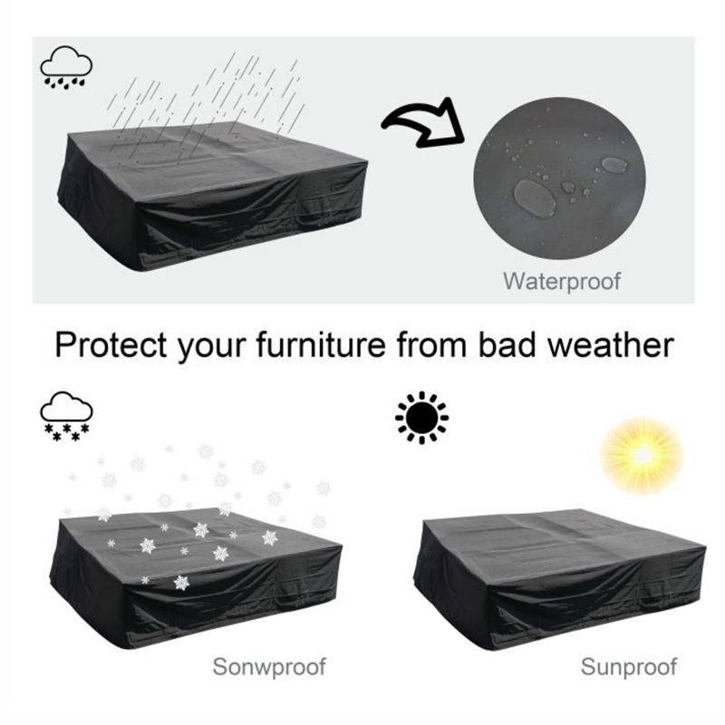 Direct Wicker  Square Patio Furniture Covers Waterproof - Black