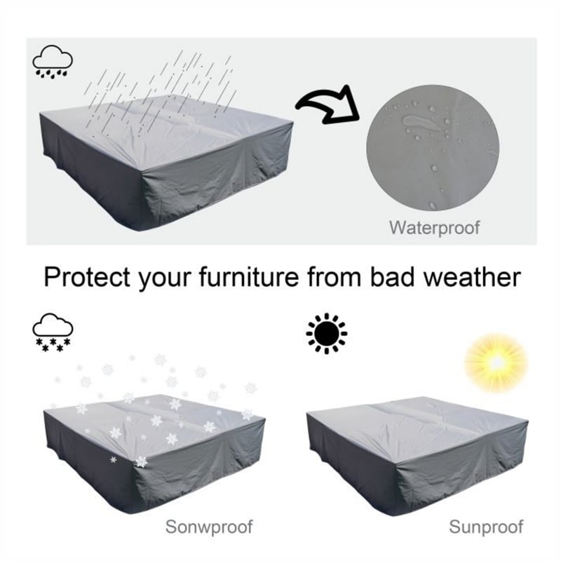 Direct Wicker Square Patio Furniture Covers Waterproof - Gray