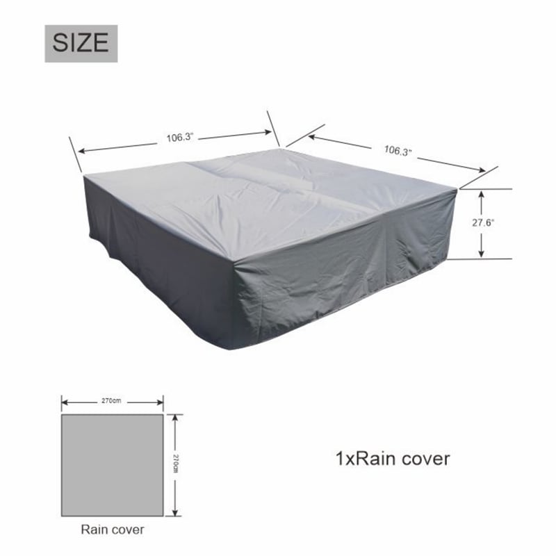 Direct Wicker Square Patio Furniture Covers Waterproof - Gray