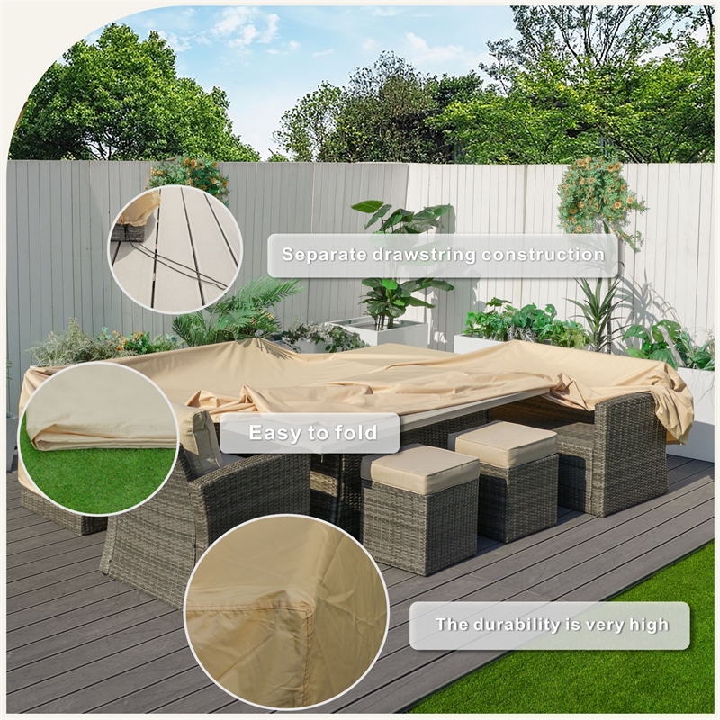 Direct Wicker Square Patio Furniture Covers Waterproof - Beige