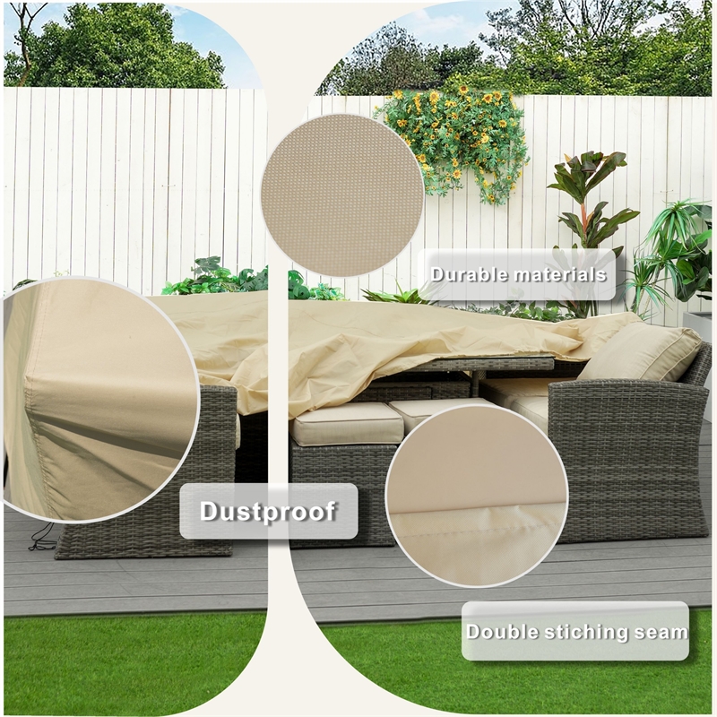Direct Wicker Square Patio Furniture Covers Waterproof - Beige