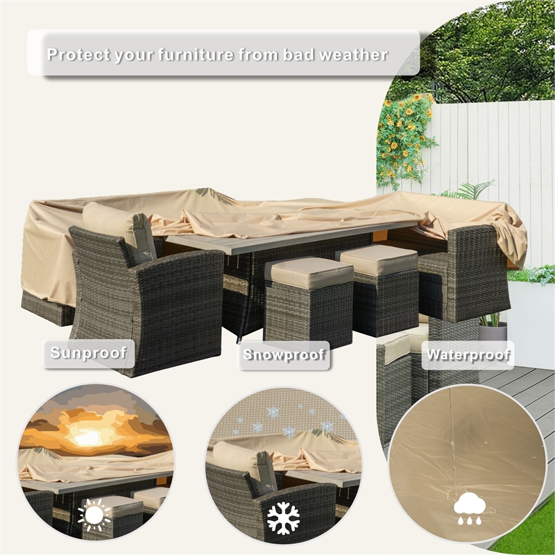 Direct Wicker Square Patio Furniture Covers Waterproof - Beige