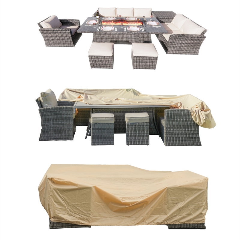 Direct Wicker Square Patio Furniture Covers Waterproof - Beige