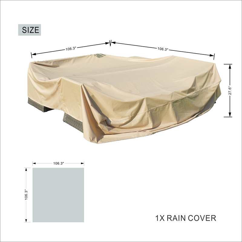 Direct Wicker Square Patio Furniture Covers Waterproof - Beige