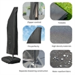Umbrella Cover for Protective Storage 9-11' Ft Hanging Umbrella Offset - Black