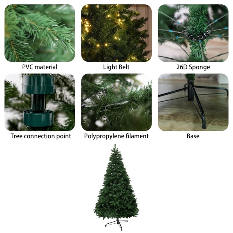 7Ft Artificial PVC Christmas Tree W/Stand Holiday Season Indoor Outdoor Green