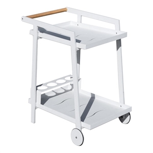 Direct Wicker Outdoor Aluminum Patio Cart with Durable&Lightweight Wheels-White