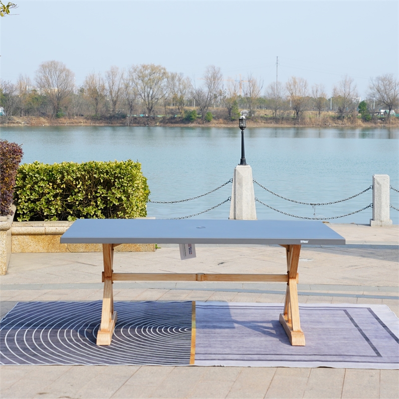 Direct Wicker Durable & Versatile Aluminum Outdoor Rectangular Table - Gray