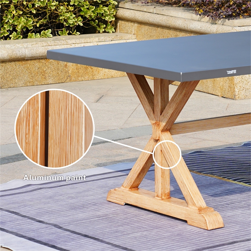 Direct Wicker Durable & Versatile Aluminum Outdoor Rectangular Table - Gray