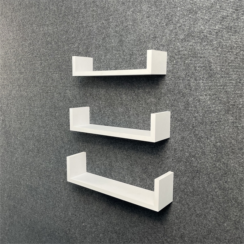 Direct Wicker 3-Piece White Floating U-Shaped Wall Display Shelve for Home Decor