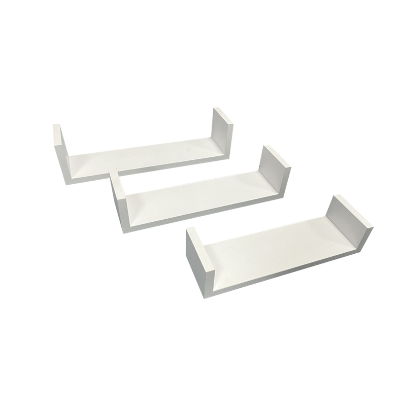 Direct Wicker 3-Piece White Floating U-Shaped Wall Display Shelve for Home Decor