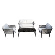 Direct Wicker 4-piece Outdoor Aluminum Rattan Patio Sofa Set with Cushions- Gray