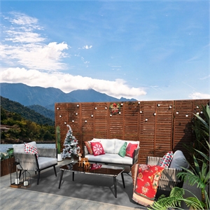 Direct Wicker 4-piece Outdoor Aluminum Rattan Patio Sofa Set with Cushions- Gray