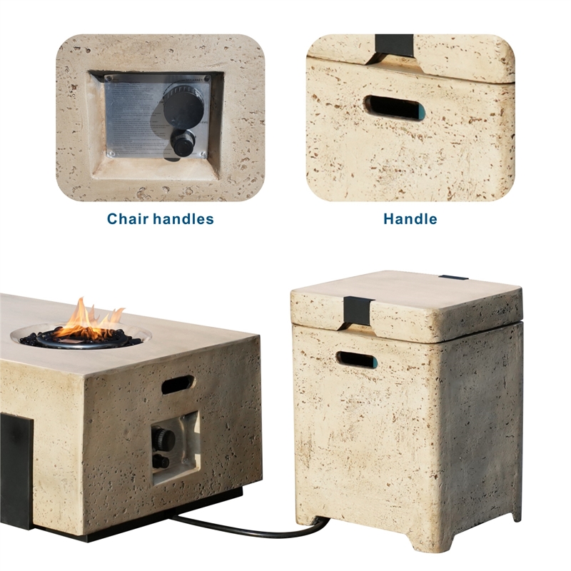 Elegant Brown Aluminum Fire Table with Built-In Ice Bucket & Gas Tank Side Table