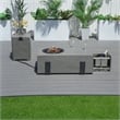 Elegant Gray Aluminum Fire Table with Built-In Ice Bucket & Gas Tank Side Table