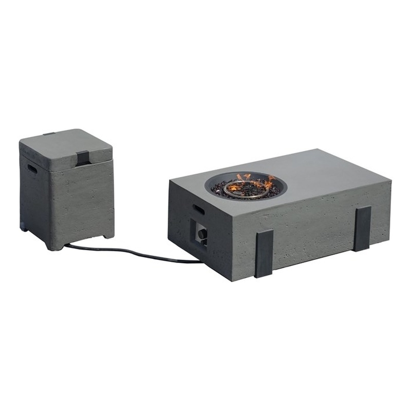 Elegant Gray Aluminum Fire Table with Built-In Ice Bucket & Gas Tank Side Table