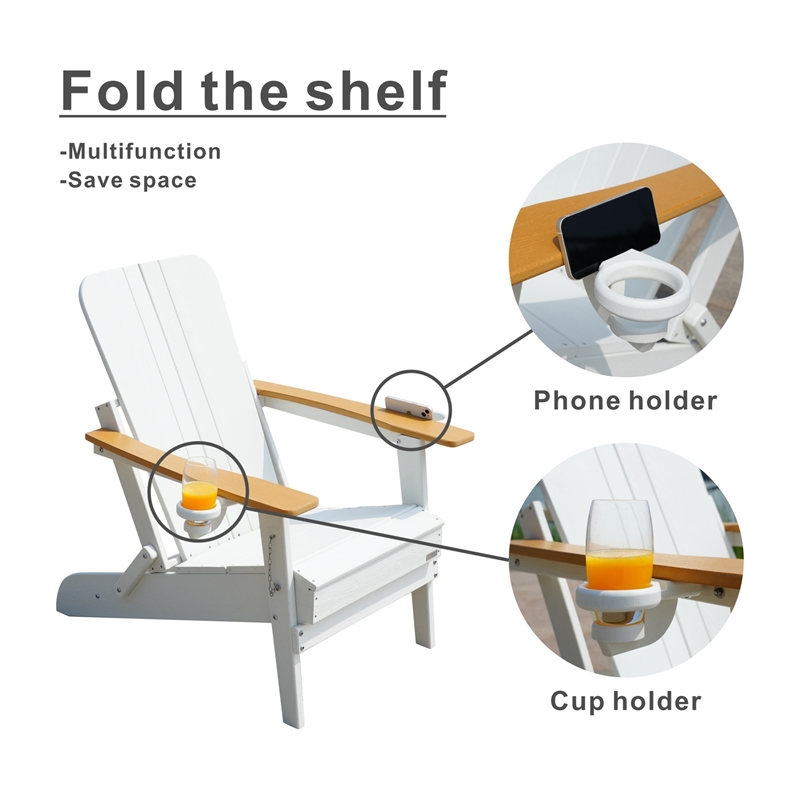 Direct Wicker Outdoor Foldable Frog Leisure Chair with Cup Holder- White