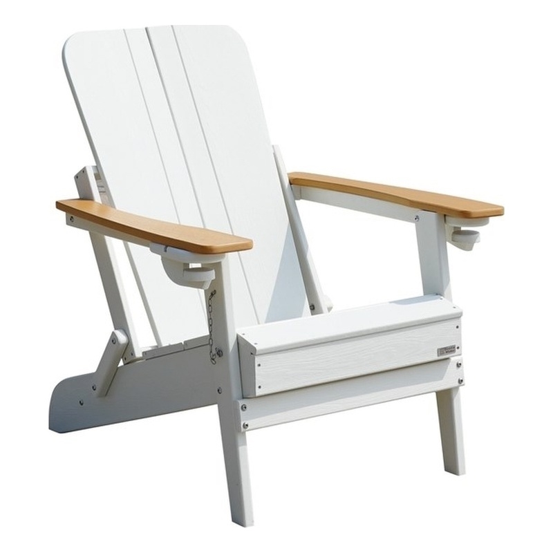 Direct Wicker Outdoor Foldable Frog Leisure Chair with Cup Holder- White