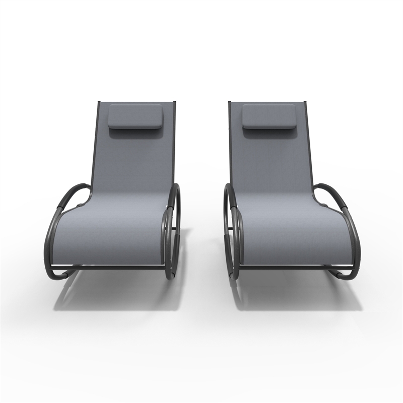 Direct Wicker 2-Piece Outdoor Reclining Lounge Chair with Metal Frame - Gray