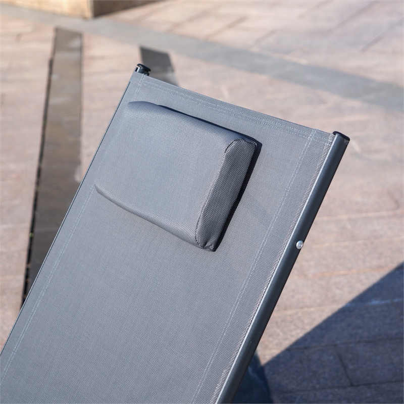 Direct Wicker 2-Piece Outdoor Reclining Lounge Chair with Metal Frame - Gray