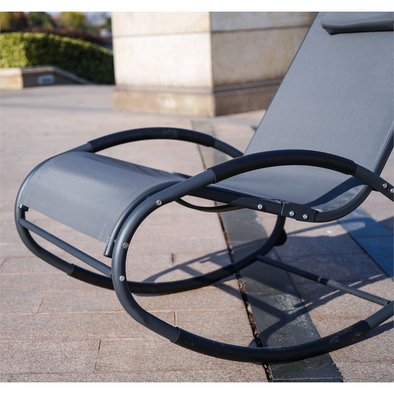 Direct Wicker 2-Piece Outdoor Reclining Lounge Chair with Metal Frame - Gray