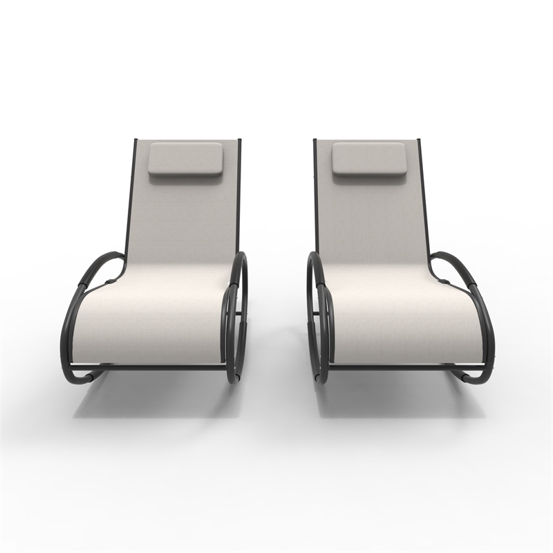 Direct Wicker 2-Piece Outdoor Reclining Lounge Chair with Metal Frame - Beige