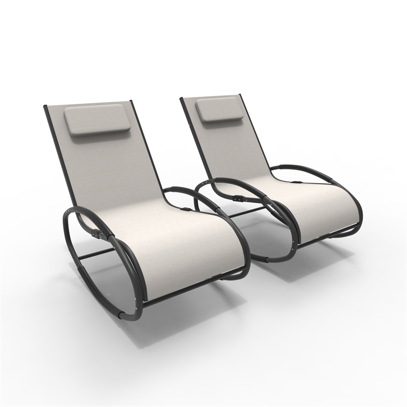 Direct Wicker 2-Piece Outdoor Reclining Lounge Chair with Metal Frame - Beige