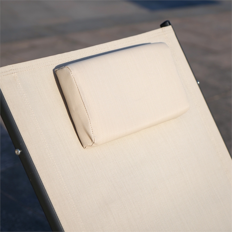 Direct Wicker 2-Piece Outdoor Reclining Lounge Chair with Metal Frame - Beige