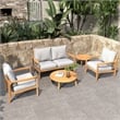 Direct Wicker 4 PCS Acacia  Patio Furniture Set with  Cushions and Coffee Table