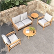 Direct Wicker 4 PCS Acacia  Patio Furniture Set with  Cushions and Coffee Table